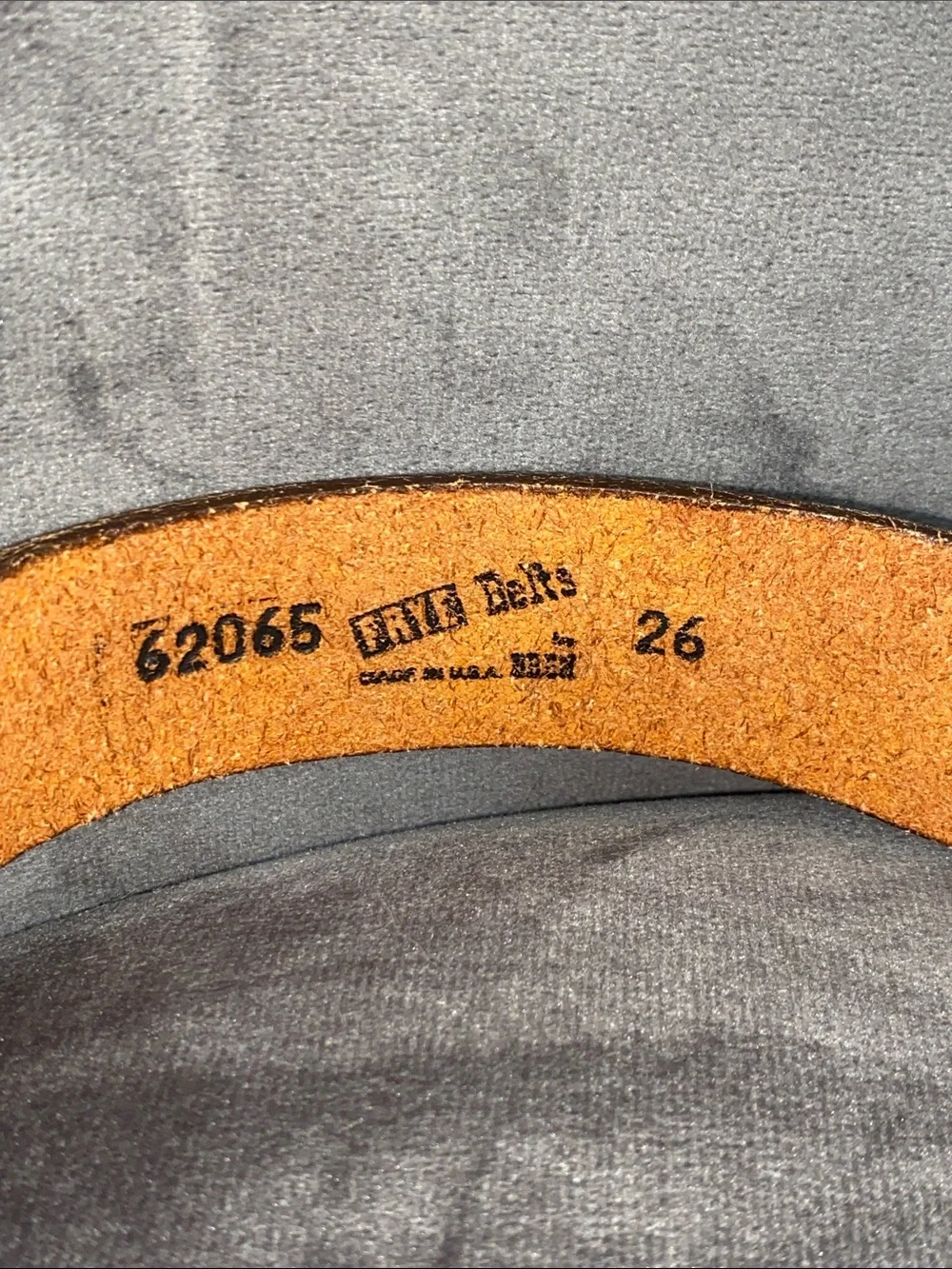 Vintage FRYE Leather Belt Made in USA 26 Brown British Tan Brass Buckle 62065